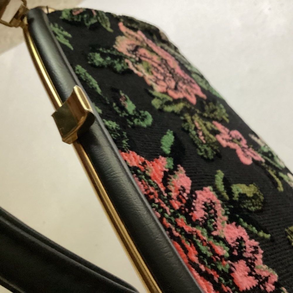 Vintage 1960's Tapestry Floral Handbag Needlepoint - Picture 7 of 10